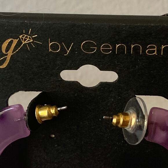 G by Genaro Purple Hoop Stud Earrings New with Tags - Picture 3 of 5